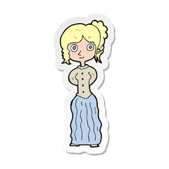sticker of a cartoon happy woman