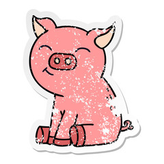 Obraz na płótnie Canvas distressed sticker of a quirky hand drawn cartoon pig