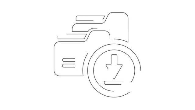 Download folders animated linear symbol icon 4K
