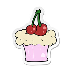 sticker of a cartoon cupcake