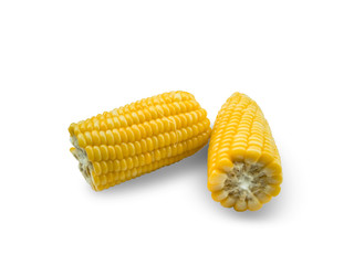 Corn grains are delicious and rich in many nutrients. Isolated on white background