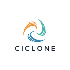 Naklejka premium ciclone blue wave spiral vector circle logo design inspiration
