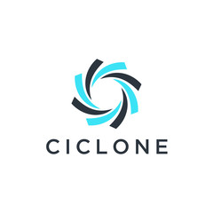 ciclone blue wave spiral vector circle logo design inspiration