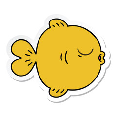 sticker of a quirky hand drawn cartoon fish