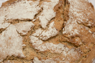 rustic round bread texture macro