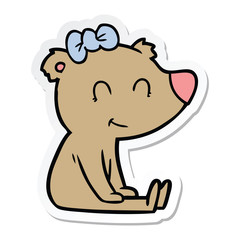 sticker of a sitting female bear cartoon