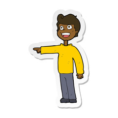 sticker of a cartoon man pointing and laughing