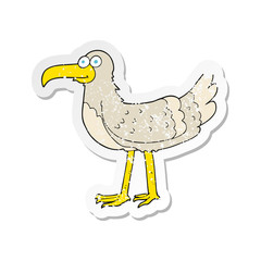 retro distressed sticker of a cartoon seagull