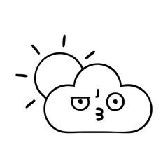 line drawing cartoon storm cloud and sun