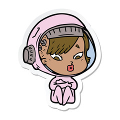 sticker of a cartoon astronaut woman