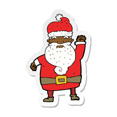 sticker of a cartoon angry santa claus
