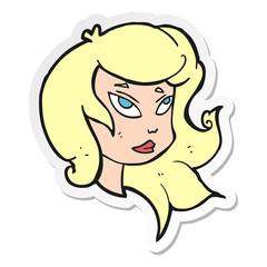 sticker of a cartoon female face