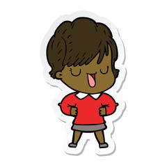 sticker of a cartoon woman talking