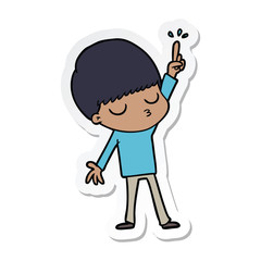 sticker of a cartoon calm boy