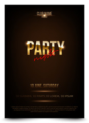 Party night vector poster template with text space