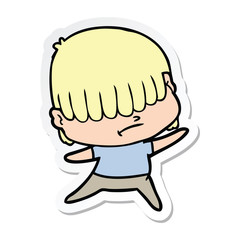 sticker of a cartoon boy with untidy hair