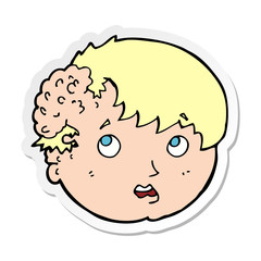 sticker of a cartoon boy with ugly growth on head