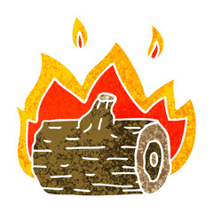 quirky retro illustration style cartoon campfire