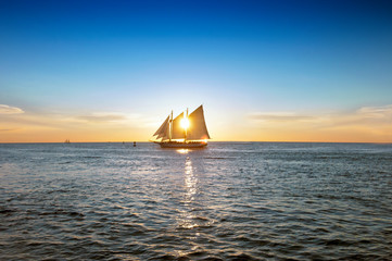 Schooner at Sunset