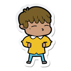sticker of a cartoon curious boy