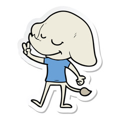 sticker of a cartoon smiling elephant