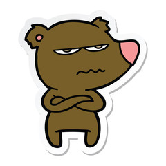 sticker of a annoyed bear cartoon
