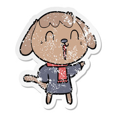 distressed sticker of a cute cartoon dog