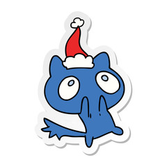 christmas sticker cartoon of kawaii cat