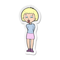 sticker of a cartoon surprised woman