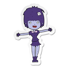 sticker of a cartoon happy vampire girl