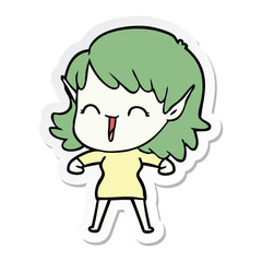 sticker of a cartoon elf girl