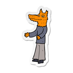 sticker of a cartoon fox man