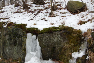 Fototapeta na wymiar waterfall in the forest in winter