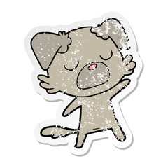 distressed sticker of a cartoon dog