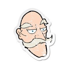 retro distressed sticker of a cartoon old man face