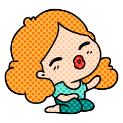 cartoon of cute kawaii girl
