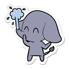 sticker of a cute cartoon elephant spouting water