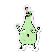 sticker of a cartoon frightened pear