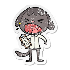 distressed sticker of a cute cartoon dog
