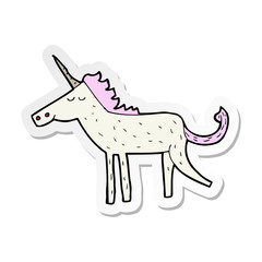 sticker of a cartoon unicorn