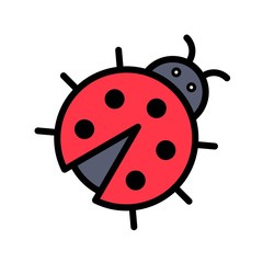 Ladybug vector, Spring season filled icon editable stroke