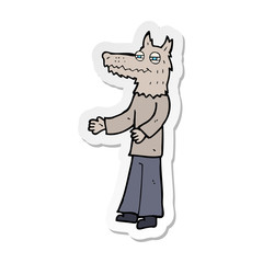 sticker of a cartoon wolf man