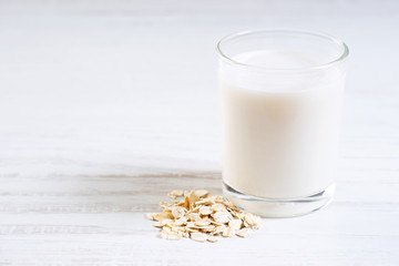Glass of oat milk, non-dairy milk