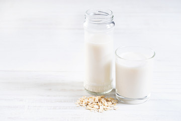 Glass of oat milk, non-dairy milk