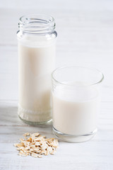 Glass of oat milk, non-dairy milk