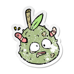 distressed sticker of a cartoon old pear