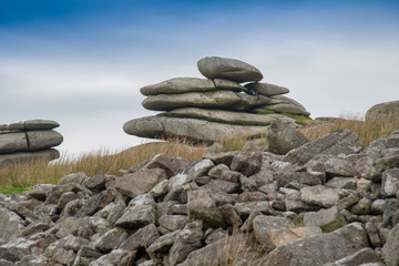 The Cheeswring, a natural rock formation on Stowe's Hill in the Bodmin Moor near Minions in Cornwall.