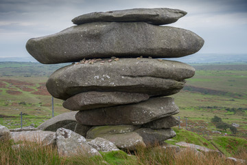 The Cheeswring, a natural rock formation on Stowe's Hill in the Bodmin Moor near Minions in Cornwall.
