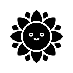 Sunflower vector, Isolated Spring season solid icon