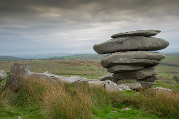 The Cheeswring, a natural rock formation on Stowe's Hill in the Bodmin Moor near Minions in Cornwall.